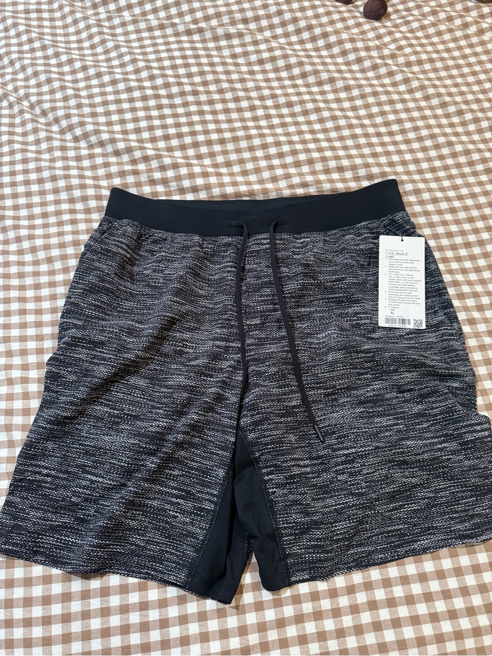 Men's Black Heather Athletic Shorts with Drawstring Lululemon